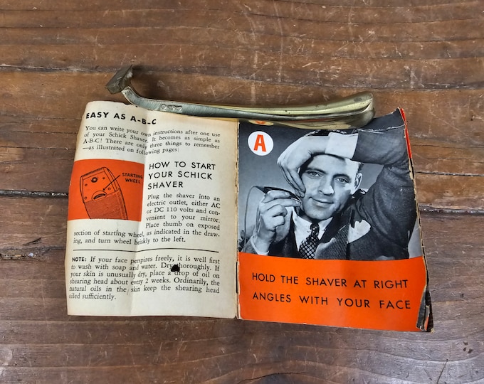 1940s Schick Dry Shaver Instruction Manual