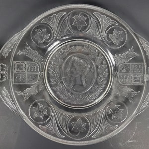1887 Queen Victoria Golden Jubilee Commemorative Pressed Glass Platter - The Nova Scotia Glass Company