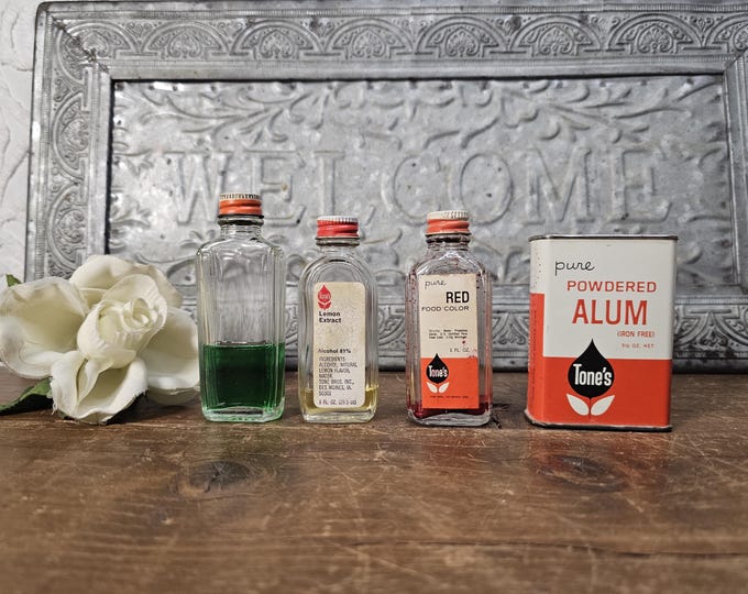 Vintage MCM Tone’s Extract Bottles and Spice Tin - 4 to Choose From
