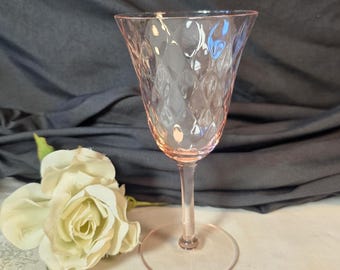 Depression Era Pink Diamond Optic Water Goblet - 4 Available