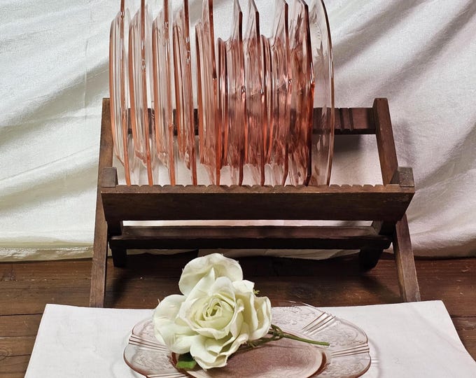 1930s Depression Era Elegant Glass Plate | Pink Cottagecore Tablescape  Decor | 11 available