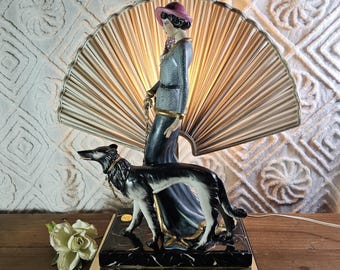 Edoardo Tasco 18" Lady with Dog Living Sculpture | Signed Limited Edition | Capodimonte Region Italy
