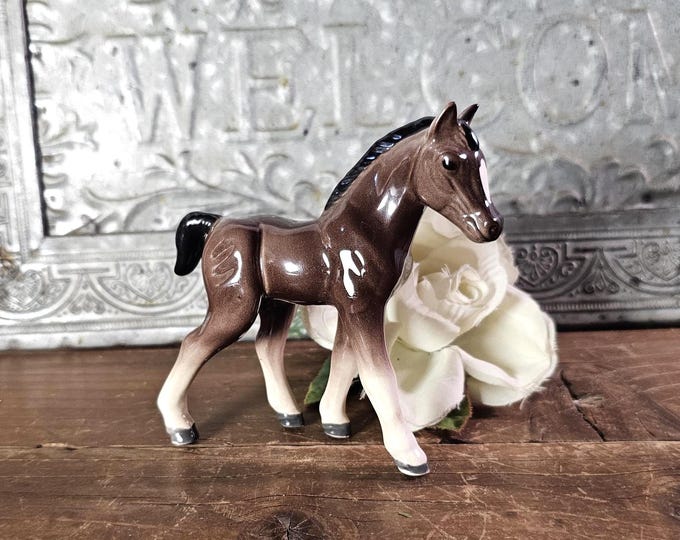 MCM Lefton Exclusives Porcelain Dark Bay Foal | Young Colt