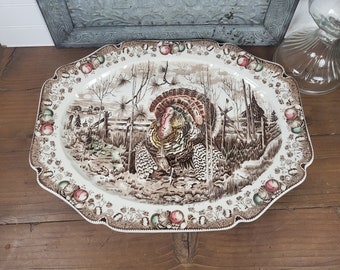 His Majesty Turkey Oval Serving Platter - Transferware by Johnson Brothers - Made in England