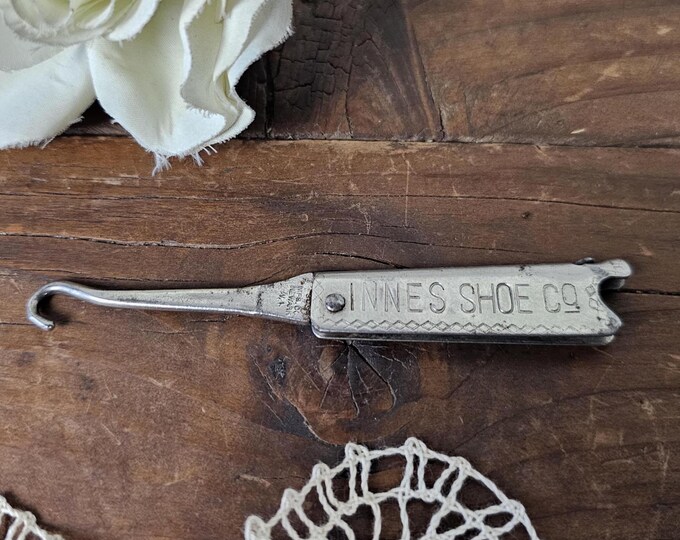 1903 Antique Folding Shoe Button Hook: Innes Shoe Co. Advertising