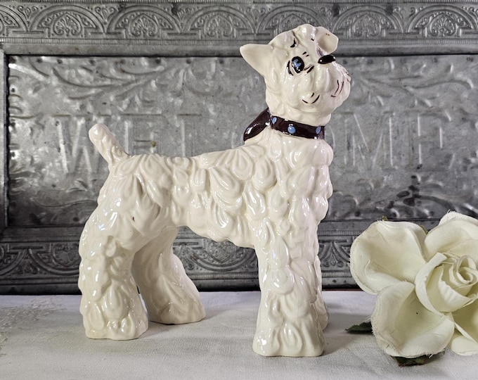 Rare 1940s Modglin's Original Poodle Schnauzer Figurine - MCM Los Angeles California Pottery