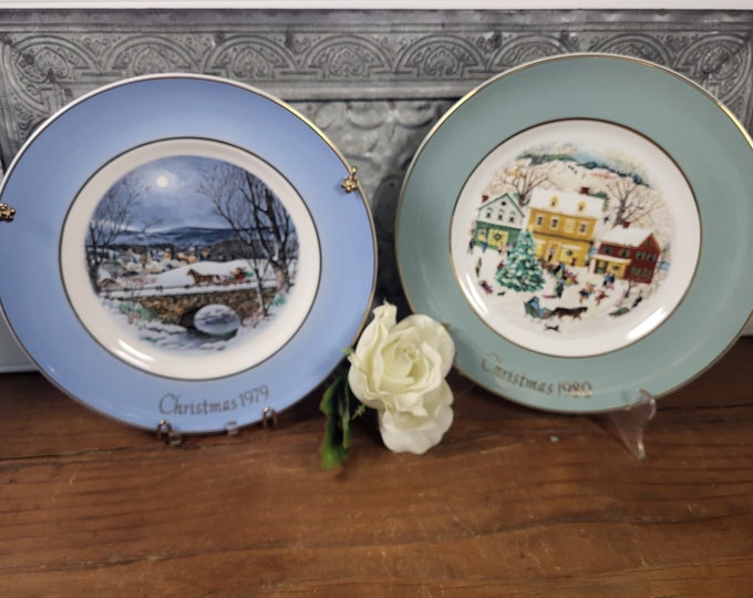 1970s Avon Christmas Plates- Choose from 1979 ‘Dashing Through the Snow’ or 1980 ‘Country Christmas’