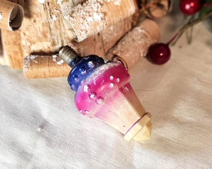 1910s-1940s Figural Milk Glass Christmas Light Bulb - Untested