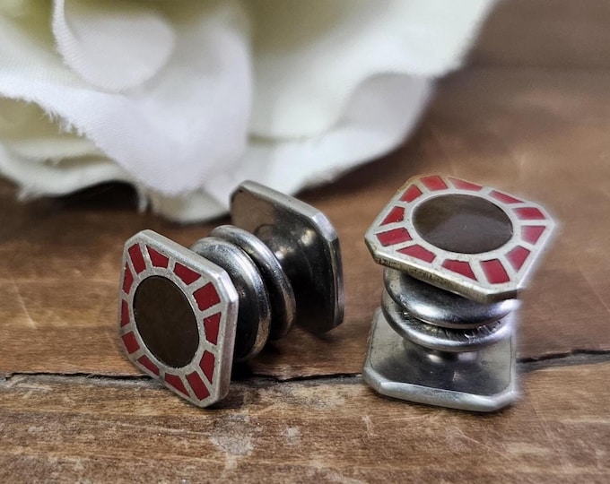 1920s Art Deco Park Roger Cufflinks with Spring Jiffy Connections
