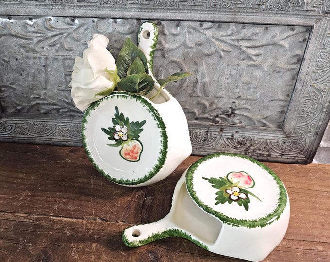 MCM Wall Pocket 8” Strawberry Frying Pan with Green Trim | Set of 2