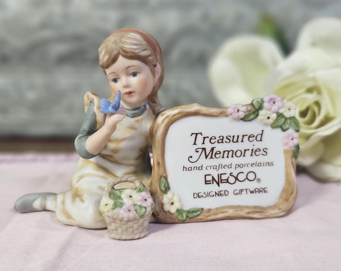 Enesco 1982 Treasured Memories E8800 Store Display | Girl with Butterfly