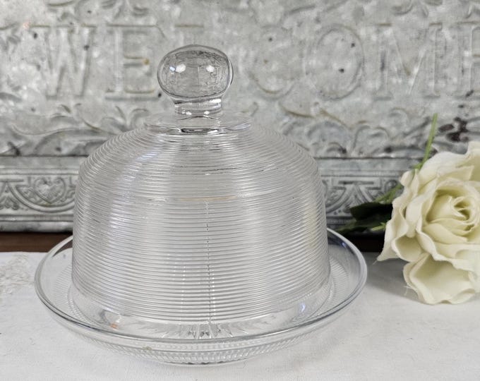 EAPG Butter Dish Marriage | 1894 Fostoria Lid | 1913 Heisey Dish | Cottage Core Decor