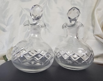 Vintage Diamond Cut Perfume Bottle with Crystal Stopper - 2 to choose from