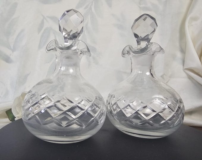 Vintage Diamond Cut Perfume Bottle with Crystal Stopper - 2 to choose from