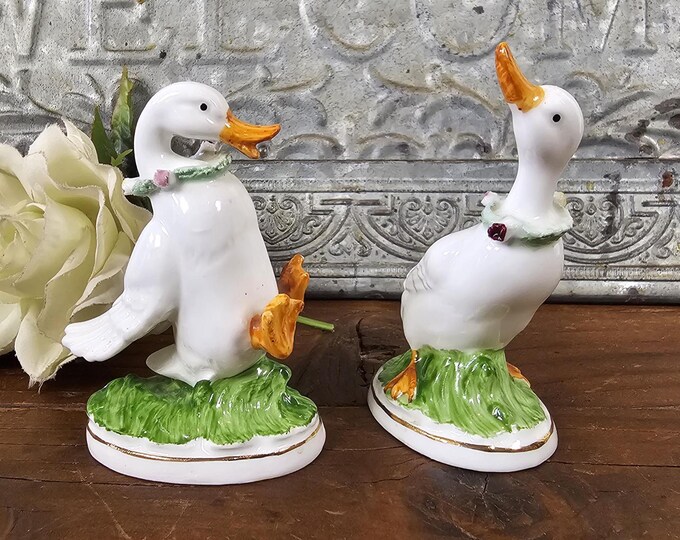 Vintage Cathay Intl Bone China Anthropomorphic Geese - Set of Two