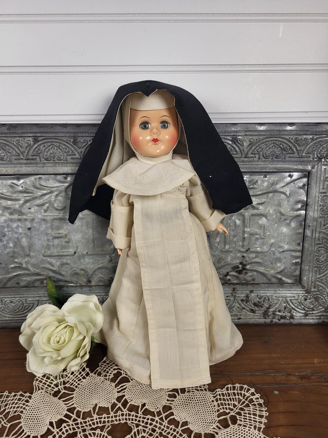 Vintage Nun Doll in Beautiful White Linen Habit Etsy