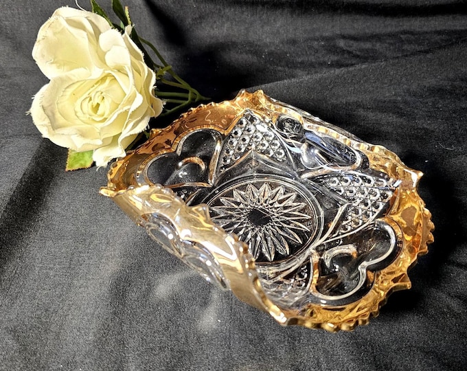1899 EAPG Tarentum Hartford OMN U-shaped Nut Dish | Heart with Thumbprint