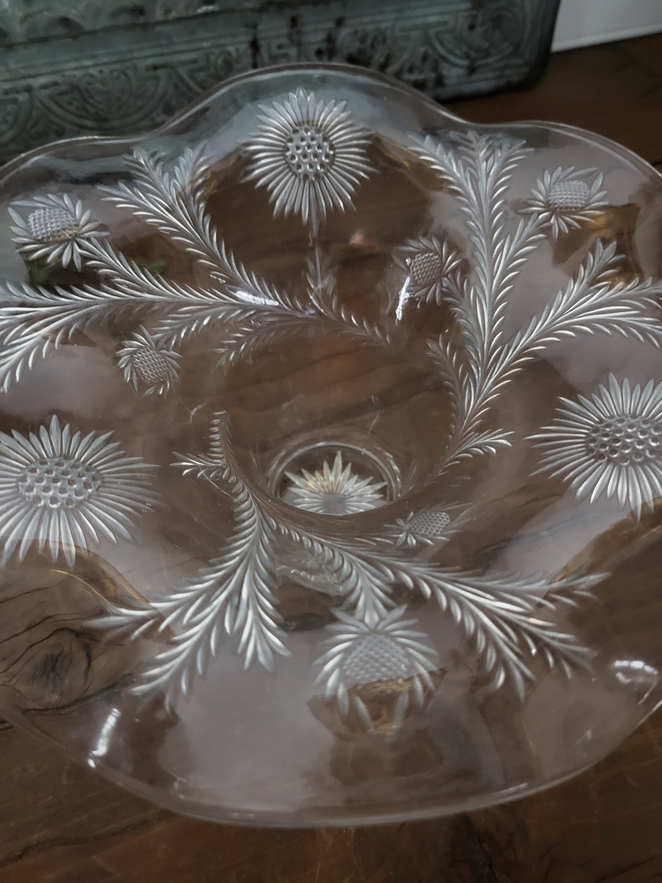 Intl. Silver Co. Fluted Glass Bowl Insert With Intricate Etsy