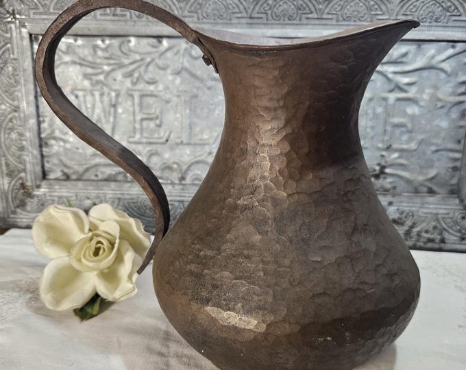 19th Century Hand Hammered Copper Pitcher | Primitive Arts and Crafts