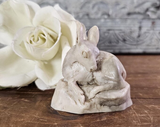 Vintage Pearlite Marblecraft Resting Deer Miniature Figurine