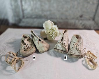 Vintage White Leather Baby Shoes - Choose Your Favorite