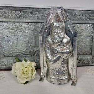 Vintage Ges Gesch Old World Santa Tin Chocolate Mold