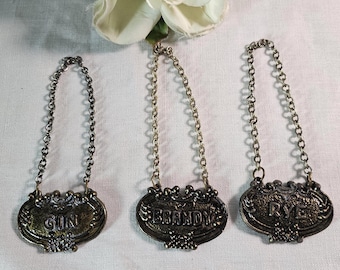 Vintage Ornate Bottle Markers/Decanter Labels -  Set of 3 - Breweriana
