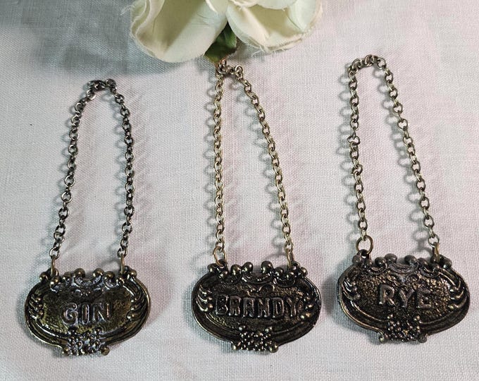 Vintage Ornate Bottle Markers/Decanter Labels -  Set of 3 - Breweriana