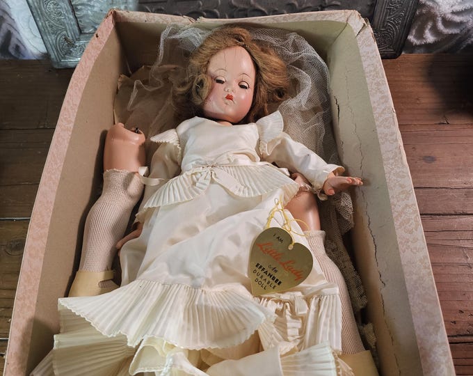1940s Anne Shirley Composition Doll in Original Bridal Outfit | Effanbee Little Lady | As found