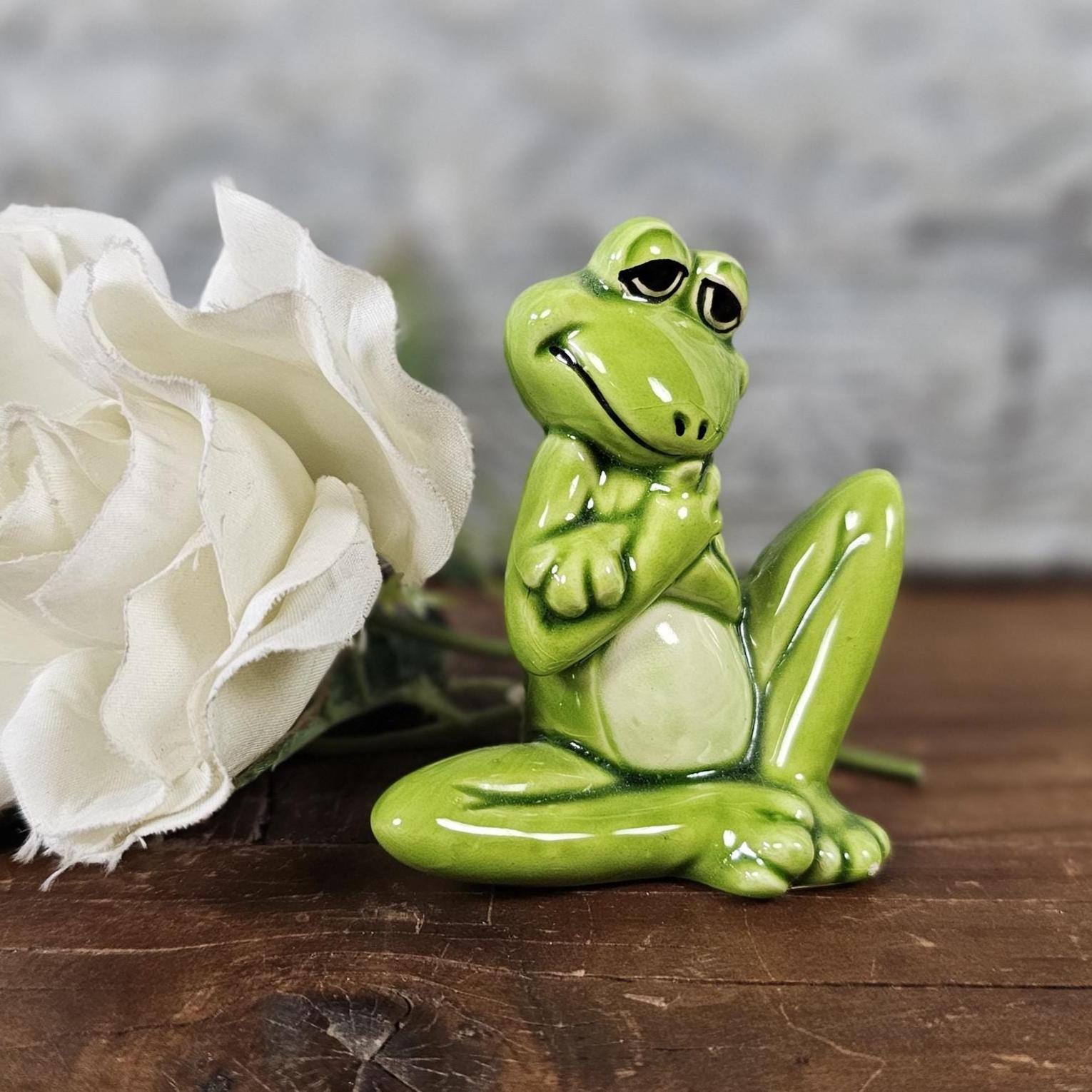 1950s MCM Norcrest Green Anthropomorphic Frog Figurine - Tchotchke