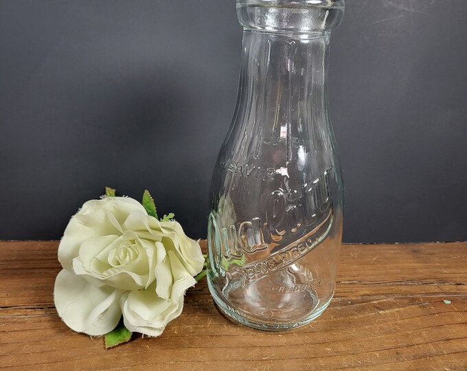 Vintage Weaver Quality Blue Ribbon Embossed Pint Milk Bottle