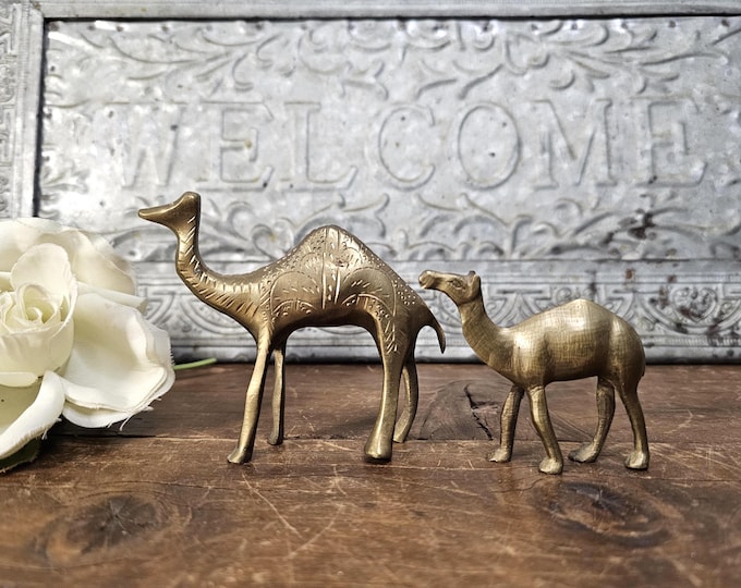 Vintage Brass Camel Figurines | Set of two