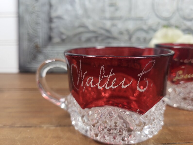 3 Cups EAPG Souvenir Glass Ruby Flash Ruby Stain 1898-1905 - Etsy