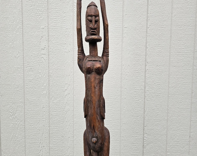 Large Dogon Tellem Mali Wood Statue: Vintage African Art - 44" tall