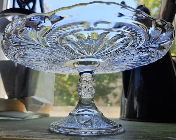 EAPG 1899 Admiral Cake Stand | Ribbed Ellipse by Bryce Higbee and Co.