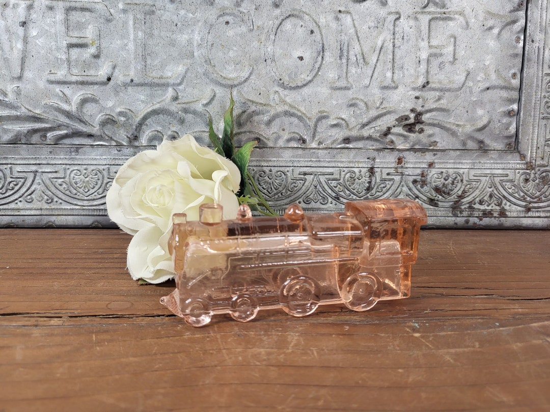 Pink Depression Glass Train Engine 888 Candy Etsy