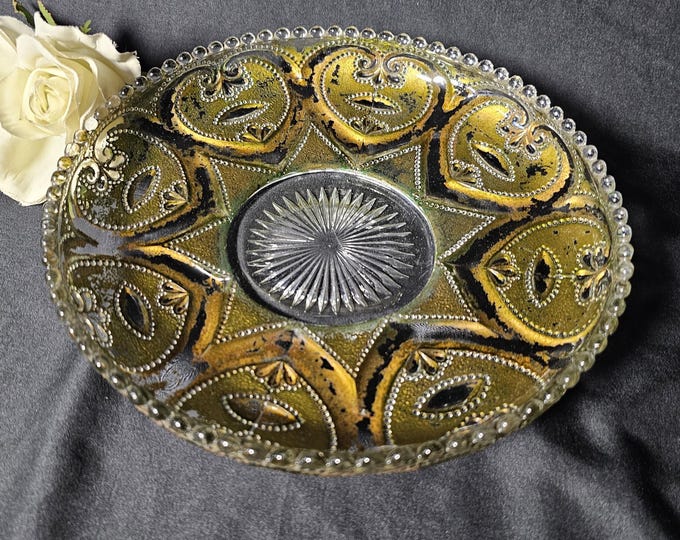 EAPG 1905 Victor (OMN) aka Jeweled Heart by Dugan Glass Co. - HTF Goofus platter
