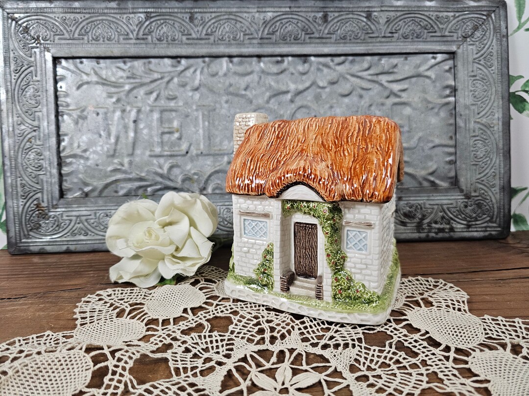 1980 Otagiri English Cottage House Lidded Biscuit Jar or Trinket Box - Etsy
