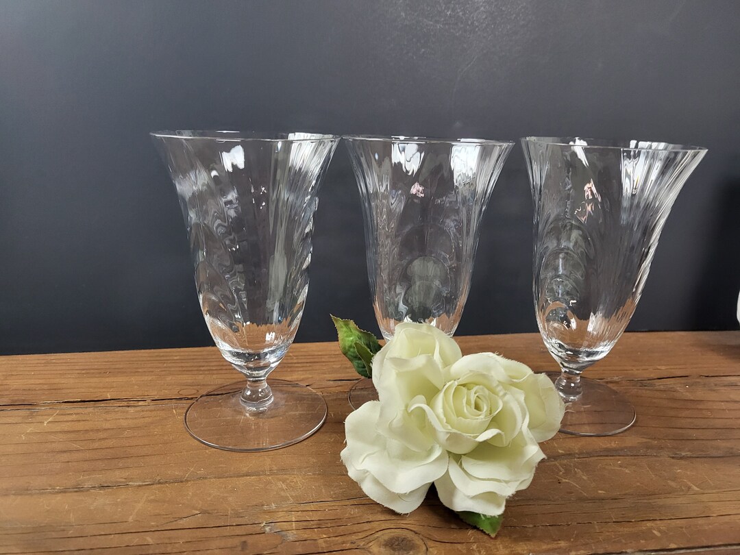 Cambridge Caprice Clear Footed 12 Oz. Ice Tea Glasses Set of 3 Etsy
