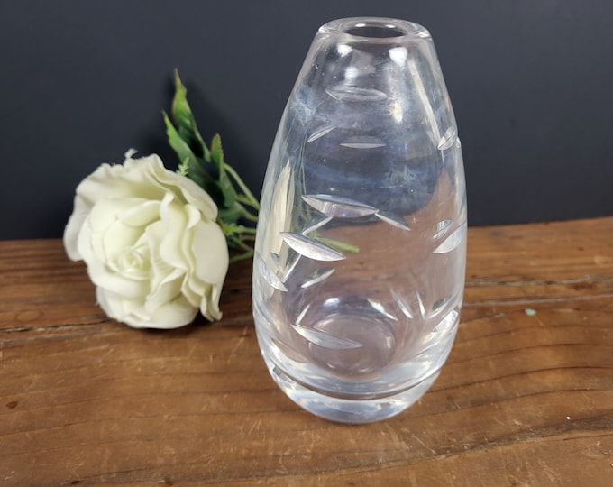 Vintage Heavy Crystal Cut Vase - Art Piece