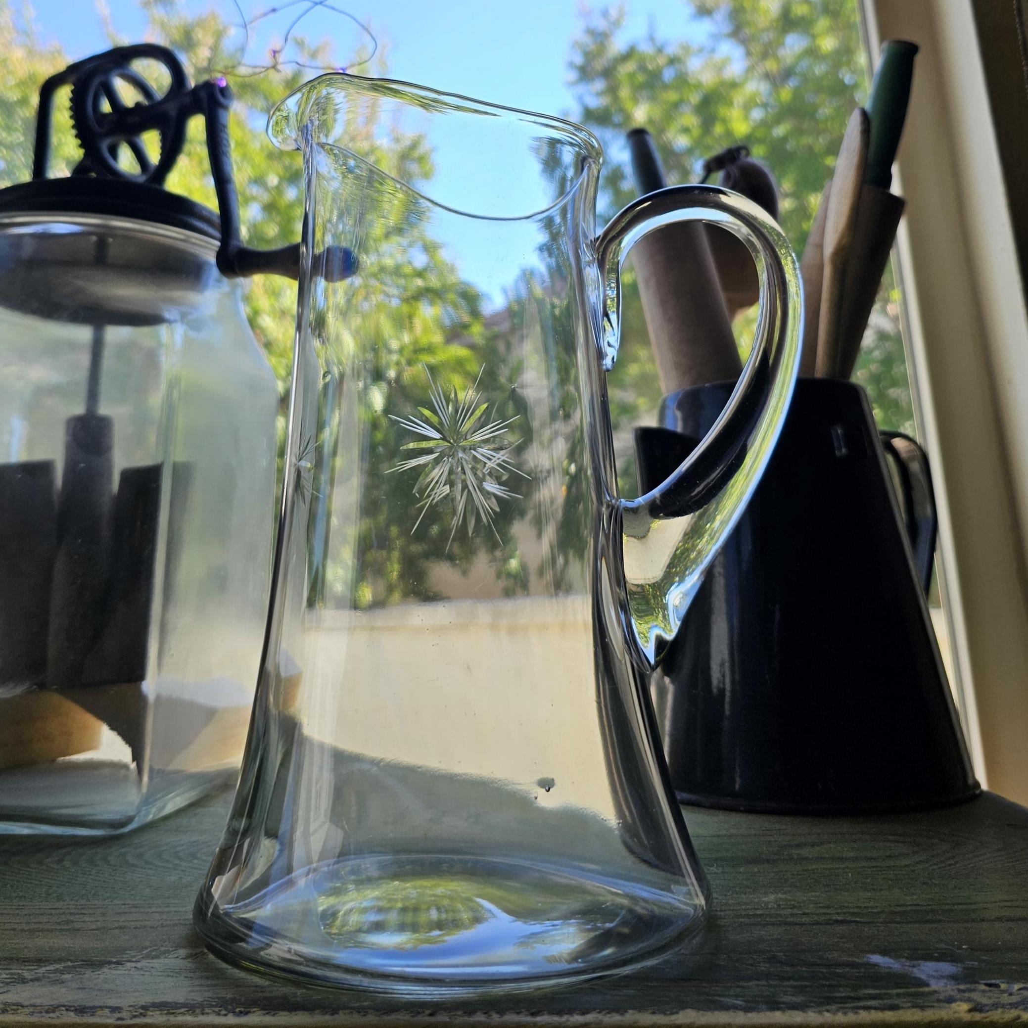1920s Fostoria Sunburst Pitcher (tall) | Atomic Starburst
