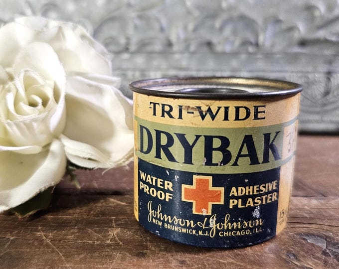Vintage Johnson & Johnson Tri-Wide DryBak Adhesive Plaster Tin