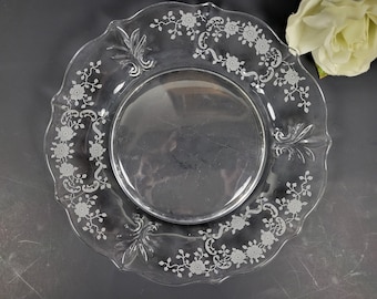 Vintage Baroque Shape Dinner Plate - Meadow Rose Clear by Fostoria