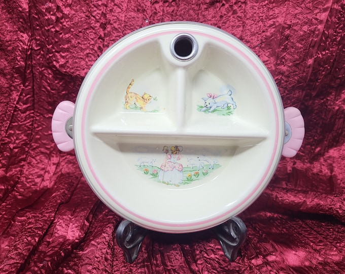 Vtg Thermal 3 Compartment Toddler Bowl Food Warmer, No Plug