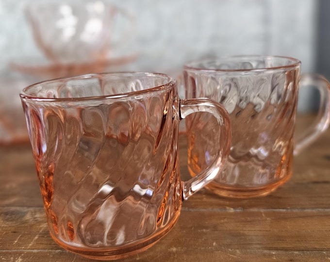 Mugs - Rosaline Pink (Swirl Optic) by Cristal D'Arques-Durand - Set of 2
