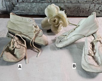 Vintage White Leather Baby Shoes - Choose Your Favorite
