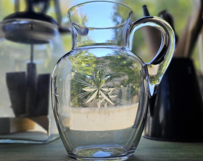 1920s Fostoria Sunburst Pitcher (round) | Atomic Starburst