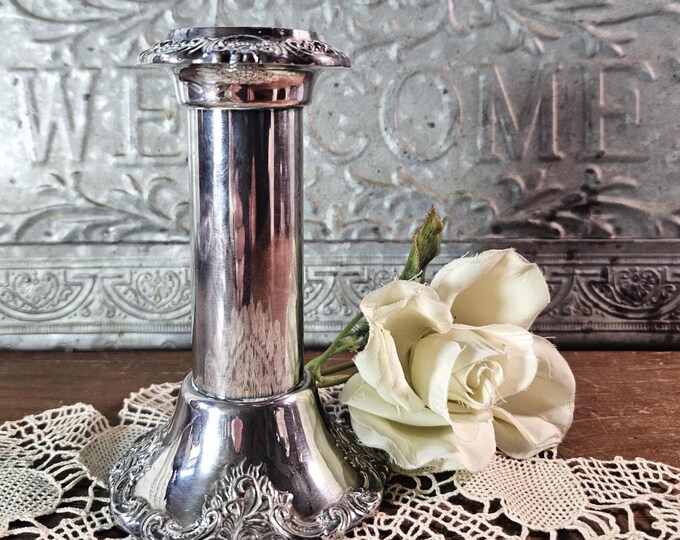 HTF 1940s 6” Console Silverplate Candlestick Baroque by Wallace #749 | As Found