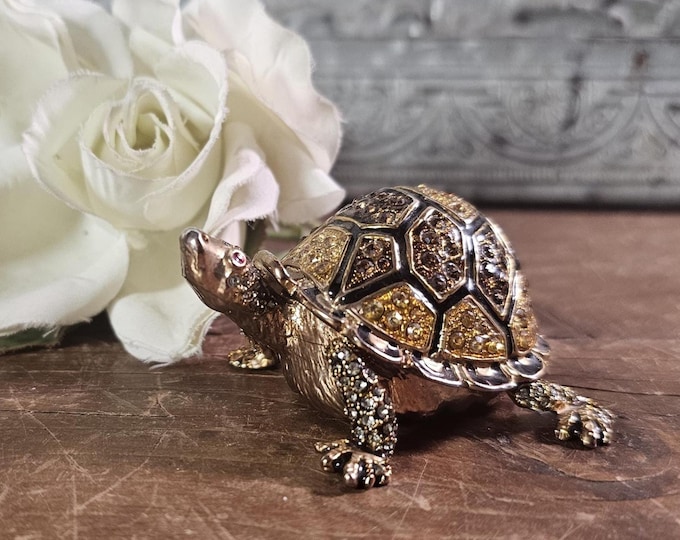 Turtle Decorative Trinket Box - Bejeweled with Austrian Crystals