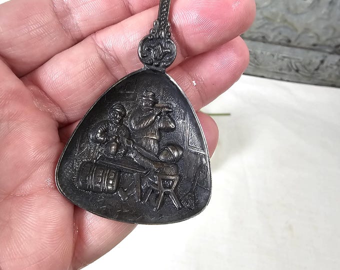 Vintage Old Dutch Hooykaas Silver Plate Repousse Sugar Shovel Spoon - Holland Silverware